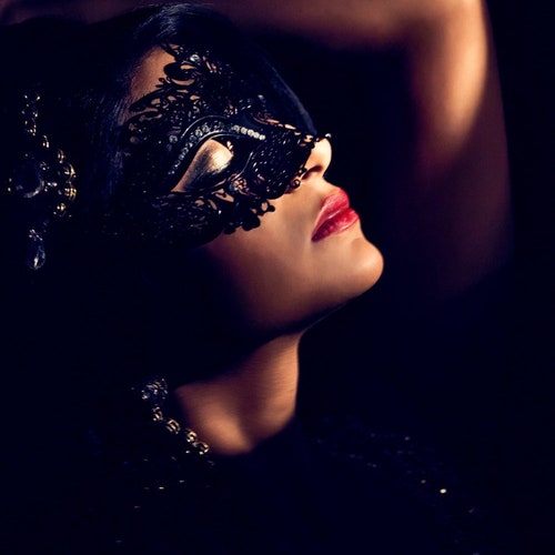 Black Venetian Masquerade Ball Mask for Women With Rhinestones - Etsy