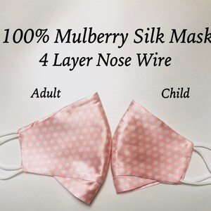 Mulberry Silk Masks 4 layer Nose wire 100% SILK Mask Women's LUXURY SILK Face Mask More Colors image 7