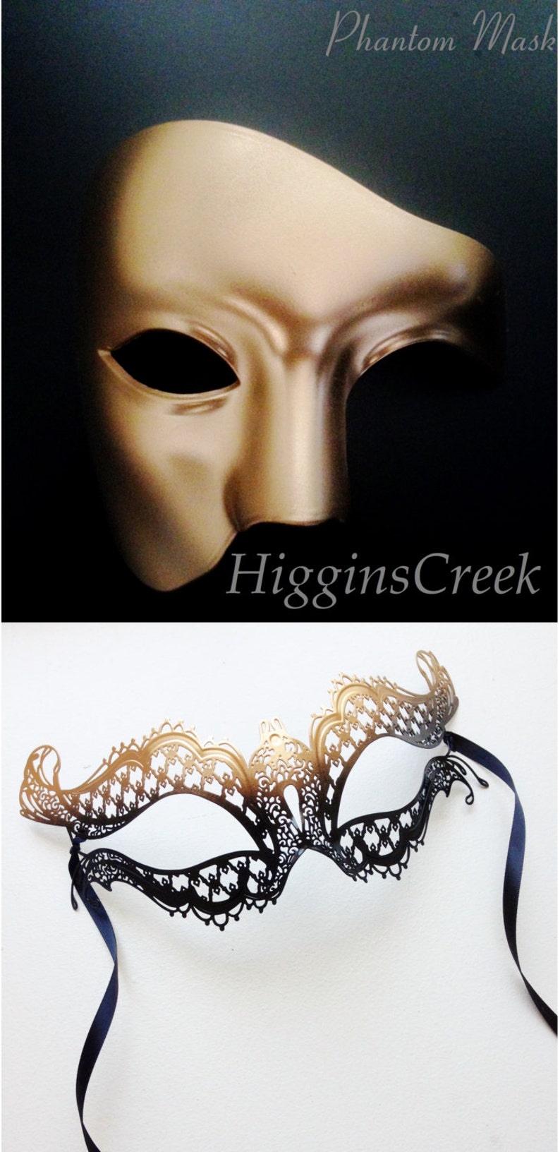 Gold Phantom Couples Masks Vampire Diaries Masquerade Masks Etsy