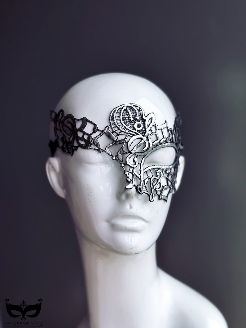 Womens Blue Lace Masquerade Mask, Venetian Music Note Mask, Masquerade Party, Masked Ball, Masquerade Gala, Prom Mask, Wedding Mask image 5