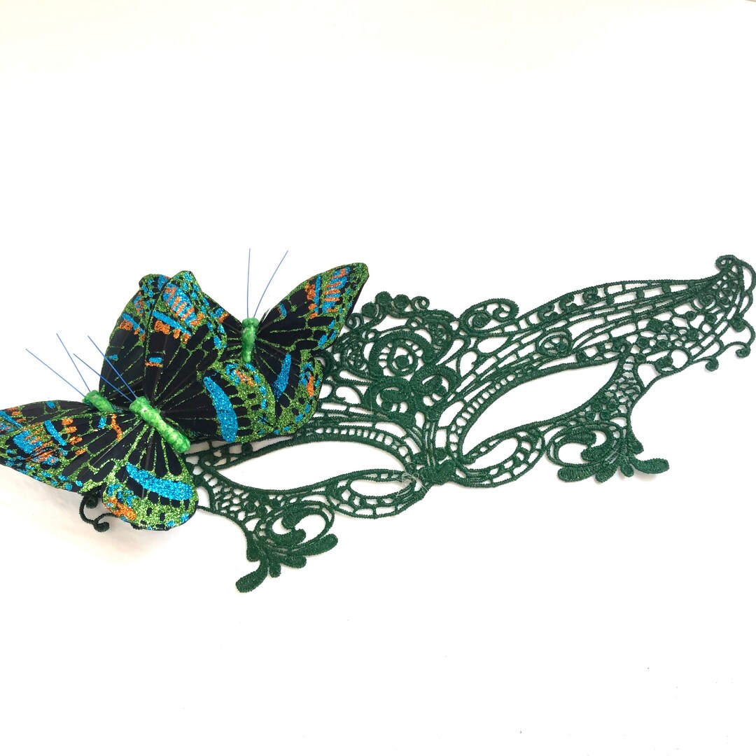 Emerald Green Masquerade Mask Woman L Green Butterfly Mask L