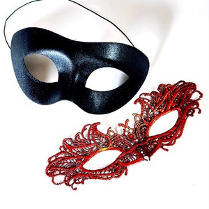 Red His and Hers Masquerade Masks Masquerade Party - Adults