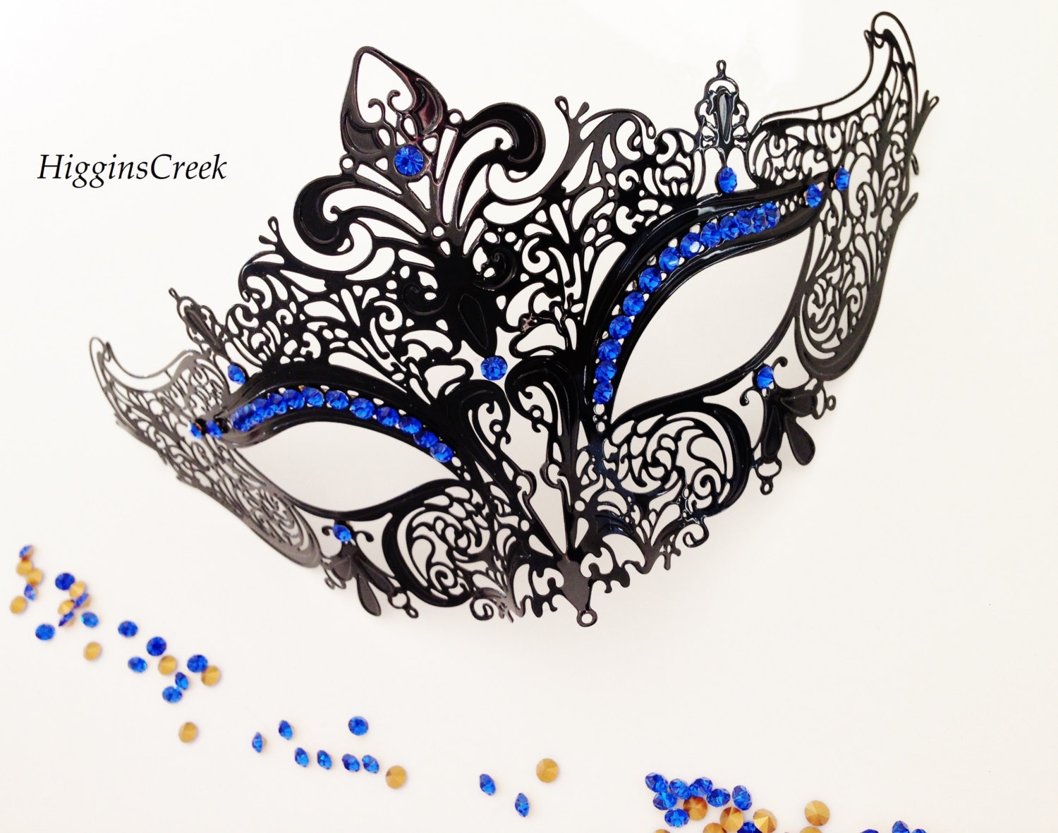 Black Venetian Masquerade Ball Mask for Women With Rhinestones - Etsy