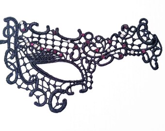 Half Face lace mask with Rhinestones for masquerade Balls, Prom Gowns and halloween parties