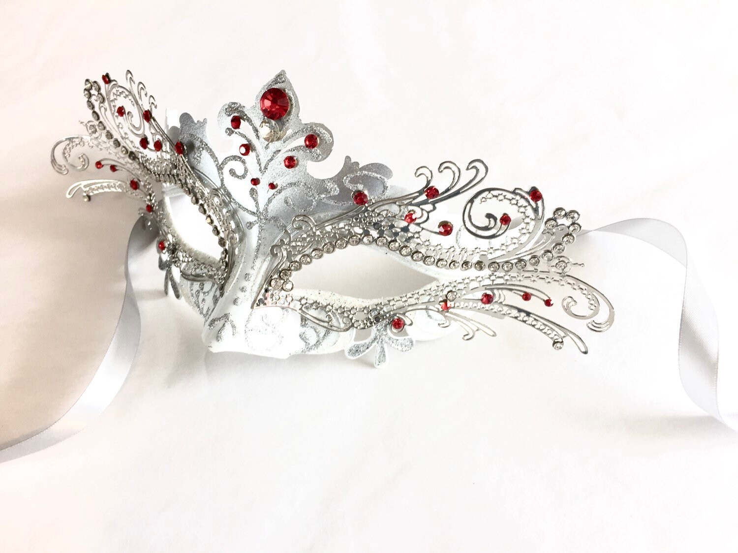 感謝の声続々！ Silver White Masquerade Masquerade Women Red L Gold Mask ヴァイスシュヴァルツ