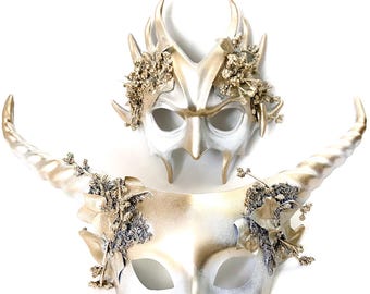 Woodland Creature Horned Halloween Masquerade Mask Pair