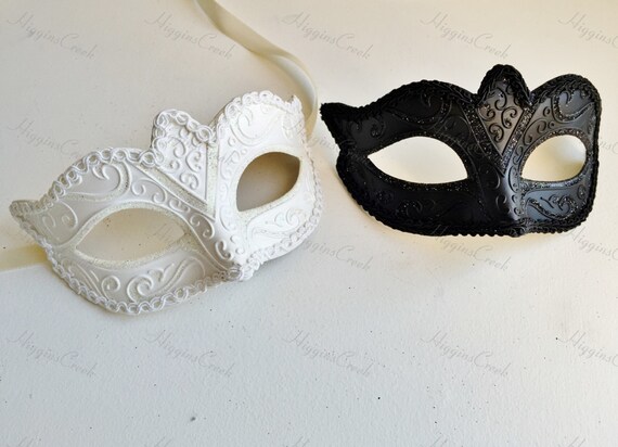 White And Black Masquerade Masks For Couples Venetian Masks Etsy White And Black Masquerade Masks For Couples Venetian Masks Etsy
