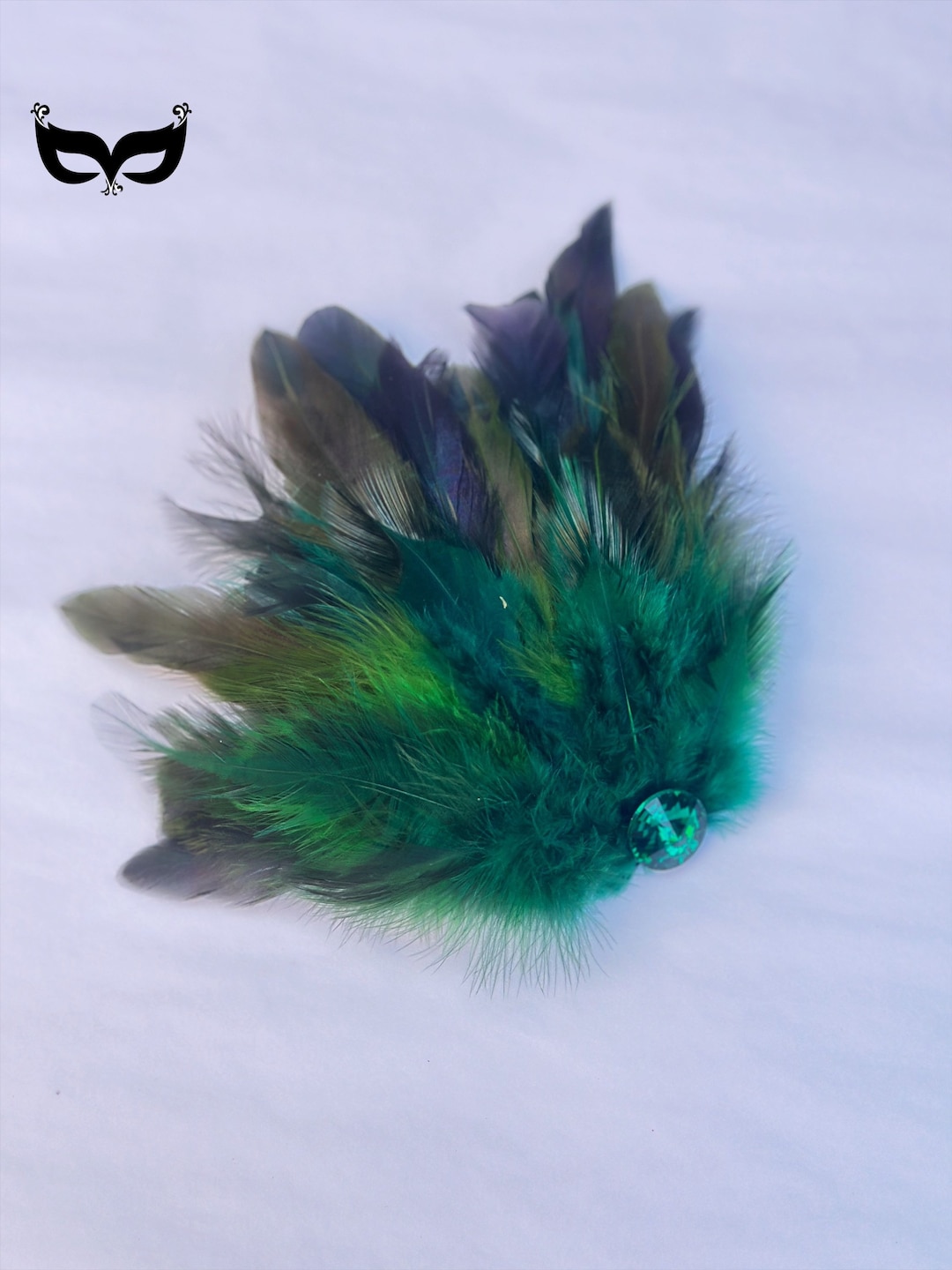 Green Feather Hair Clip, Feather Headpiece, Clip on Feather, Feather