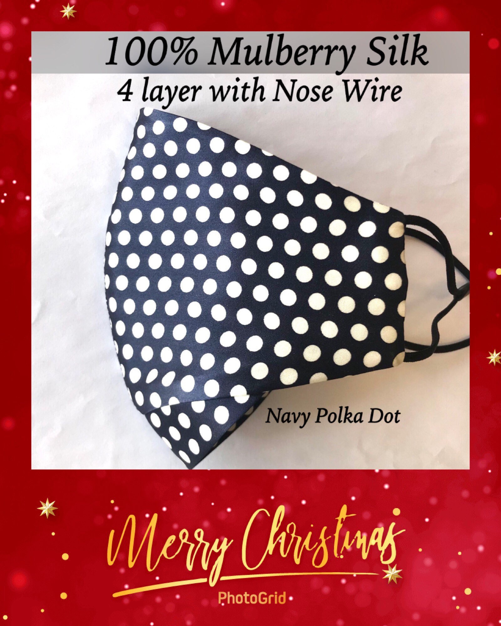 Navy Mulberry Silk Mask 4 Layers Nose Wire 100 SILK Mask Etsy