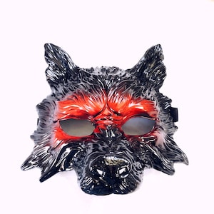 Black silver mens werewolf mask DIY Halloween wolf masquerade werewolf costume mask wolf mask, animal halloween mask