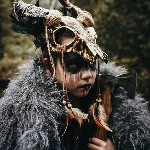 Ram Horn Skull Pagan Viking Ritual Skull Witchcraft Skull Deer - Etsy