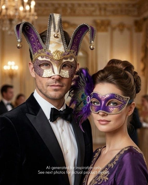 Set di 3 braccialetti da donna per Mardi Gras con maschera da
