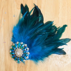 Türkiser Feder Haarteil 1920er Jahre Haarspange Fascinator