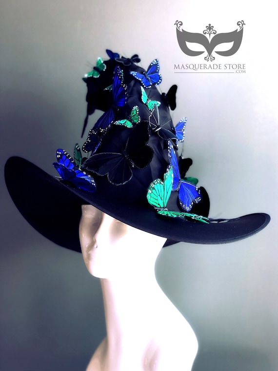 Wide brim whimsical blue hat A Whimsical Blue Wizard S Hat With Tall Pointed Top And Wide  main image 4
