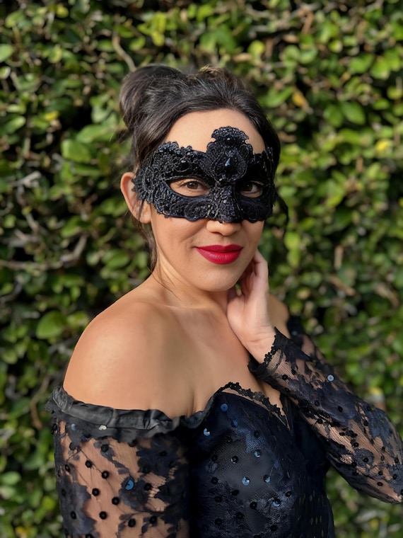 Black Masquerade Mask Brocade Masquerade Ball Elegant Party