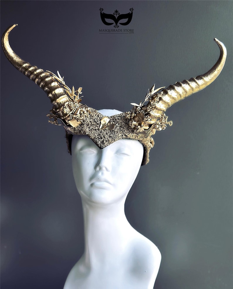 Gold Animal Horn Headpiece, Horn Headband, Woodland Creature, Forest Animal Horns, Photoshoot Prop, Animal Costume, image 3