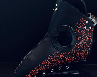 Halloween Costume Plague Doctor Mask Custom Filigree Design for Mask and Hat