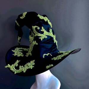 Häxkostymhatt GRÖN Häxhatt Halloween Cosplay Trollkarl Häxkonst Rekvisita Trollkarlshatt Trollkarlshatt Svart Häxhatt Halloween Festhatt bild 6