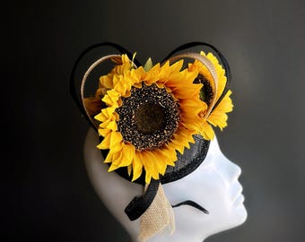 Sunflower Fascinator Hat Black Eyed Susan Preakness Stakes Fascinators Yellow Tea Party Hat Horse Race Derby Hat Garden Party Hat
