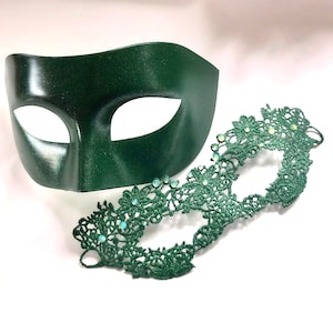 Masquerade Couple Masks Venetian Emerald Green Female Mask Holiday Party Masquerade Ball Mardi Gras Party Mask Venetian Mask