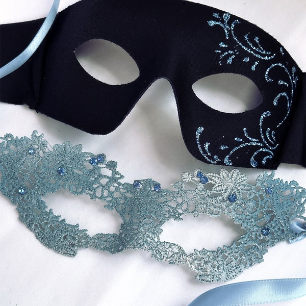 Light Blue couples masquerade mask set, pale blue prom dress Masks baby blue prom dress party masks