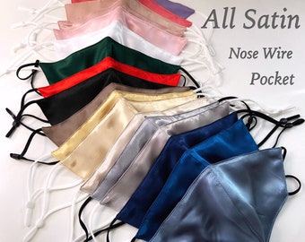 Satin Face Mask for Prom Face Mask Formal party Face Mask Face Masks Satin face mask women luxury fabric face mask cover 3 layer pocket US