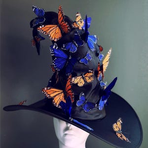 Cappello da strega nero, cappello da strega, cappello da mago, cappello a punta, cappello a tesa larga, mago, stregone, stregone di Halloween, cappello alto, stregoneria di Halloween immagine 20