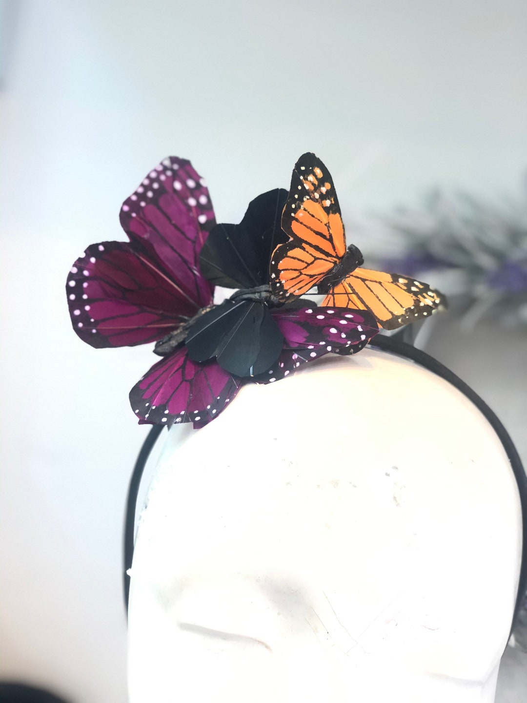 Monarch Butterfly Hair Clip With Headband Butterfly Hairclips Etsy