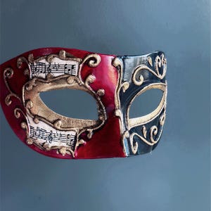 Red Mens Masquerade Mask, Harlequin Mask, Venetian Masquerade Mask, Masquerade Party, Masked Ball, Mens Mask, Costume Party Mask, Halloween