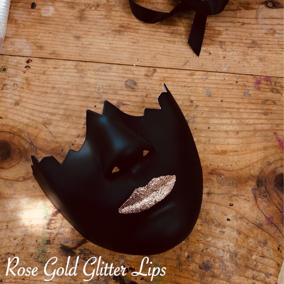 Eyemask Plastic Black Gold Glitter Eyemask Plastic Black Gold Glitter