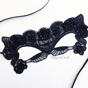 Cat cosplay mask, Beaded Lace Mask Womens, halloween mask Cat Mask in , Black Cat Mask Mask by HigginsCreek