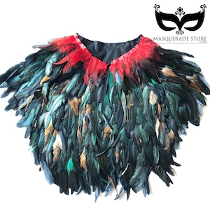 Warrior Feather Cape, Shaman cloak, Pagan ritual clothes, Samhain festival headpiece, Feather Cape, Viking Druid Wiccan witch Skull