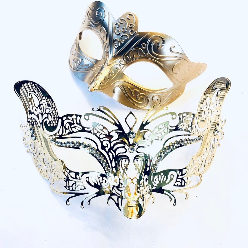 Metal masquerade masks couples venetian masks masquerade ball mask set his and her masks by HigginsCreek