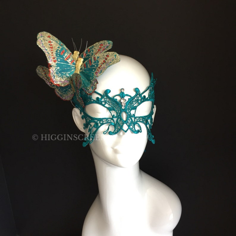Teal Masquerade Mask Women Teal Lace Mask Butterfly Venetian | Etsy