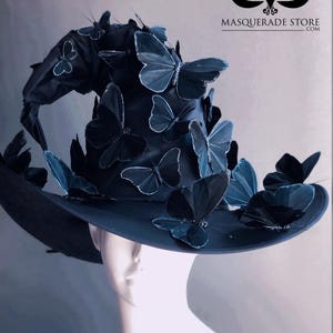Adult Halloween Witch Costume Black Pointy Wide Brim Witch Hat image 20