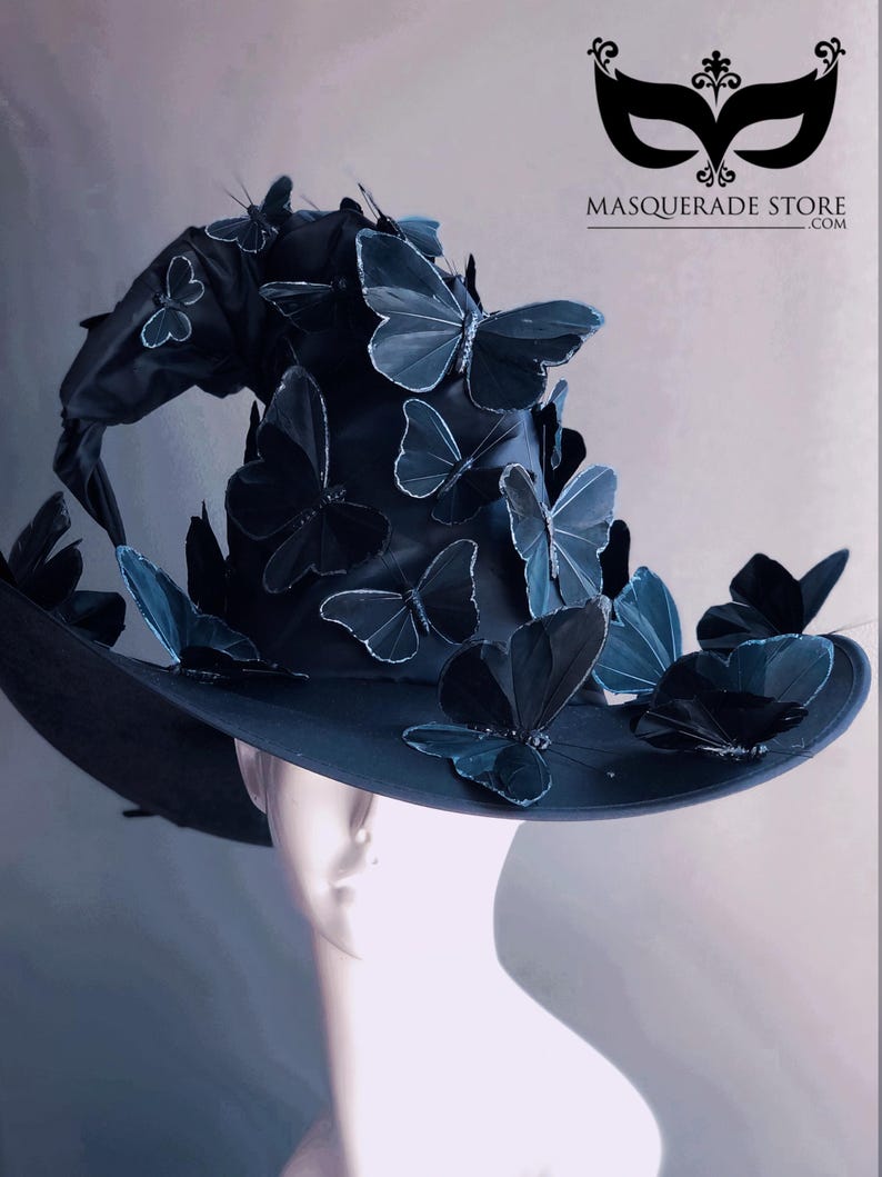 Adult Halloween Witch Costume Black Pointy Wide Brim Witch Hat image 20