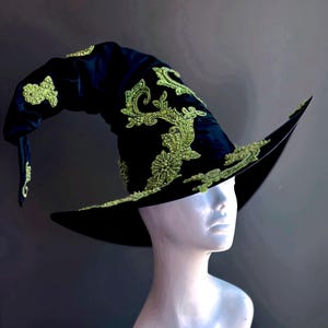 Häxkostymhatt GRÖN Häxhatt Halloween Cosplay Trollkarl Häxkonst Rekvisita Trollkarlshatt Trollkarlshatt Svart Häxhatt Halloween Festhatt bild 4