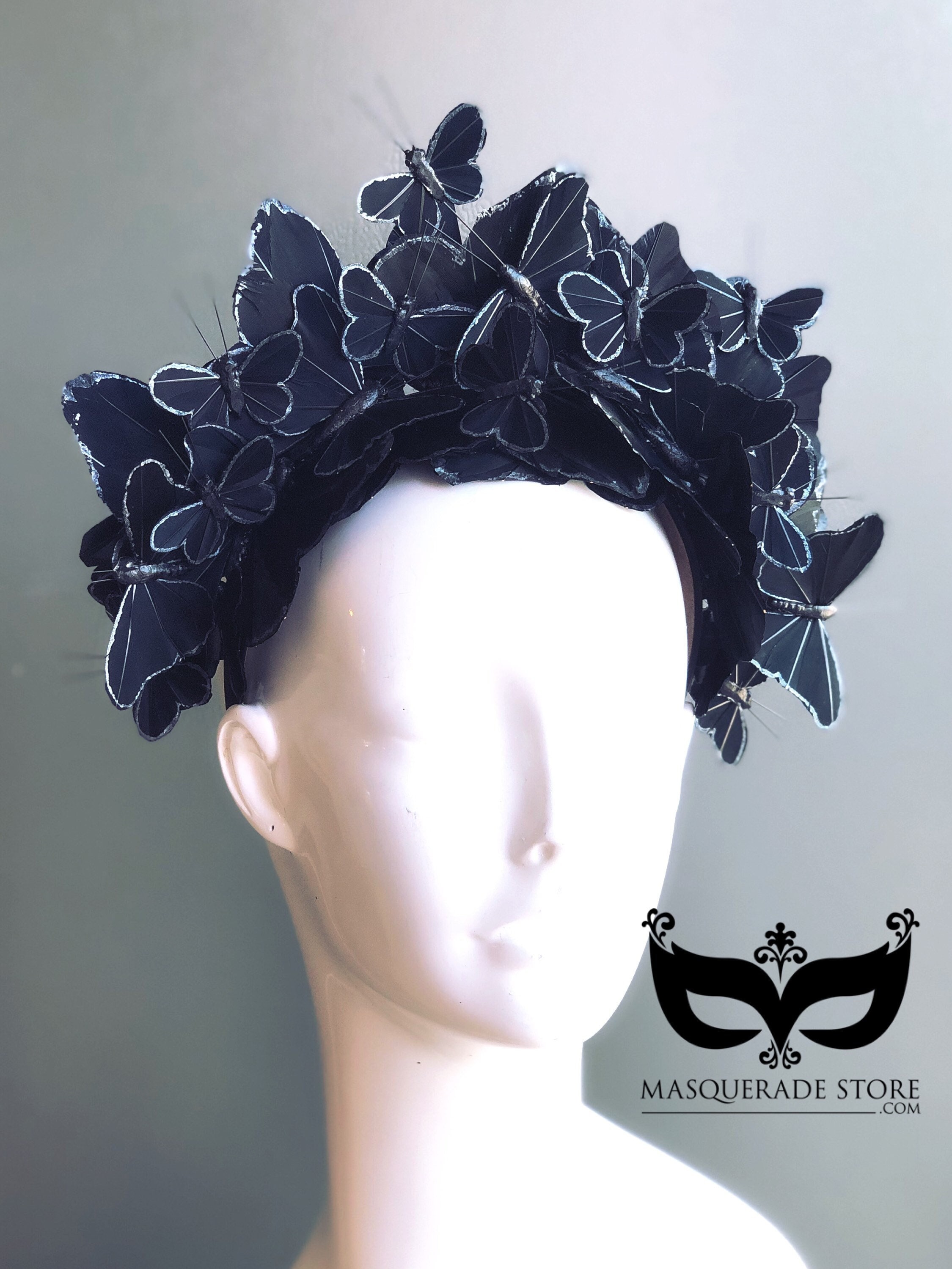 Black Goddess headpiece Met Gala Black Monarch butterfly headpiece monarch butterfly headband Black butterflies Halo