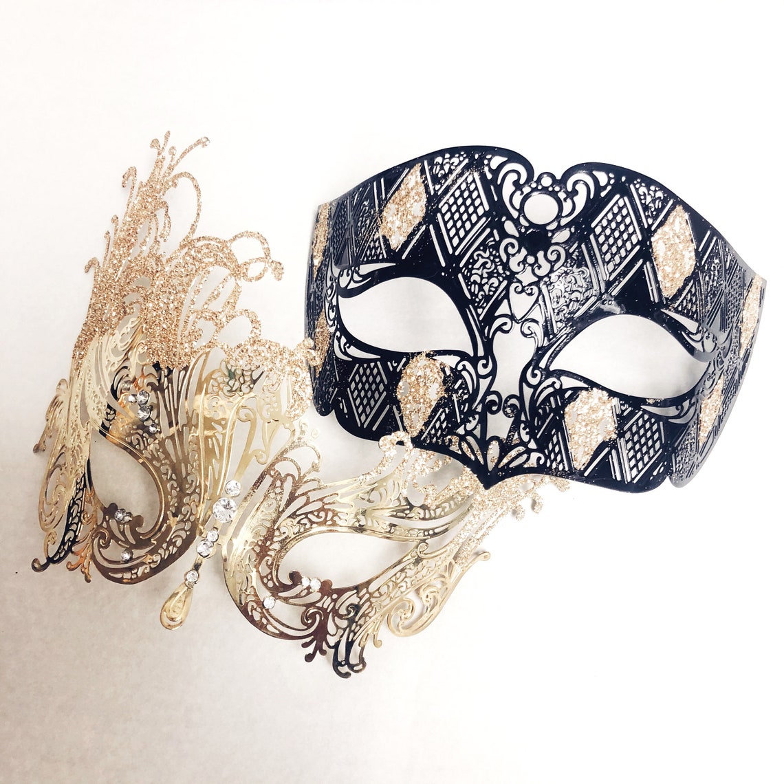 Masquerade Ball Masks couples Hand Held Masquerade Masks Gold Etsy