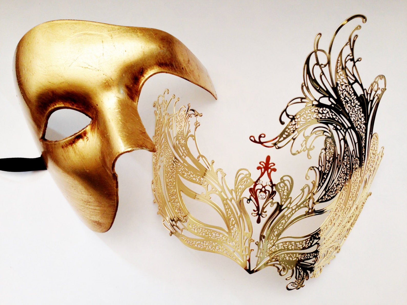 Gold Couple's Masquerade Masks Gold Phantom Mens Mask and Etsy