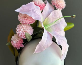 Pink Lily Fascinator Derby Hat