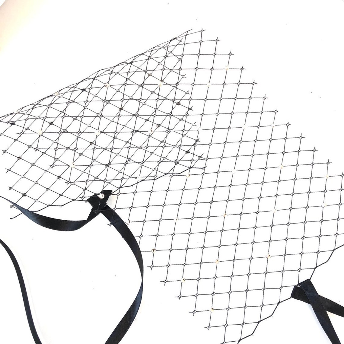 Black Veil Mask Women Masquerade Mask Diamond Studded Veil Etsy