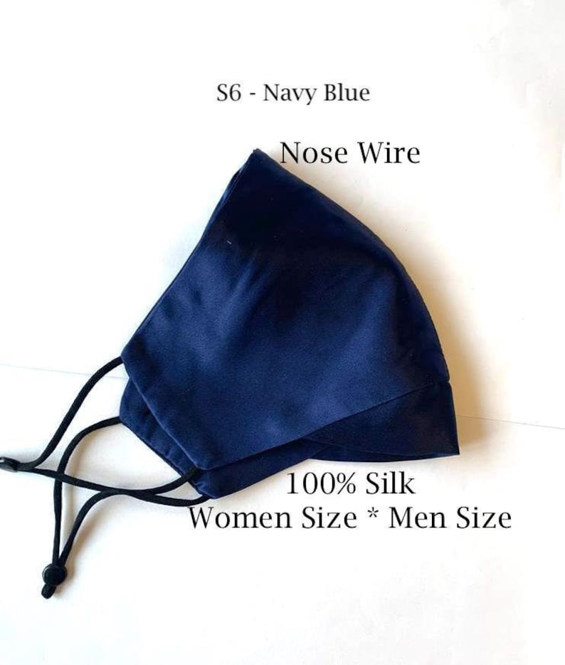 Navy Mulberry Silk Mask 4 Layers Nose Wire 100 SILK Mask Etsy