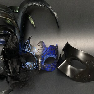 masquerade mask couples, phantom mask pair, Simple elegant Black half face Masks also in Gold, Silver, White image 9