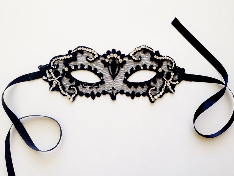 Sexy Lace mask for women with studded crystals masquerade mask image 1