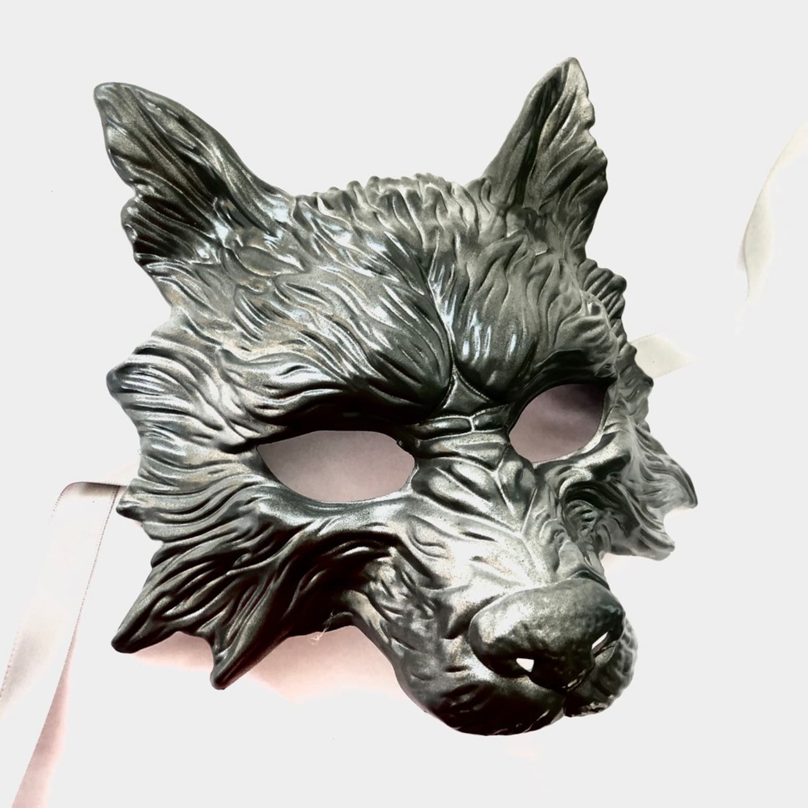 Black silver mens werewolf mask Halloween wolf masquerade Etsy