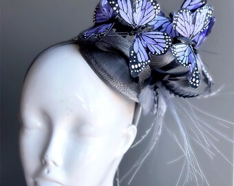 5183 Butterfly Headbands- Blue Fascinator Hat Headpiece Costume Coucoland Butterfly Fascinator Hat Monarch Butterfly  main image 4
