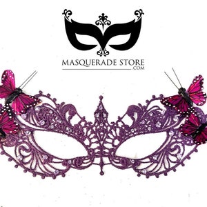 Purple Masquerade Mask Butterfly Mask purple butterfly Mask Rhinestone lace mask purple Wedding Mask