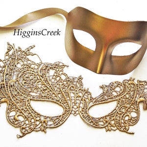 Gold Men Women Opera Phantom and Renaissance Carnival Rhinestone Masquerade Mask