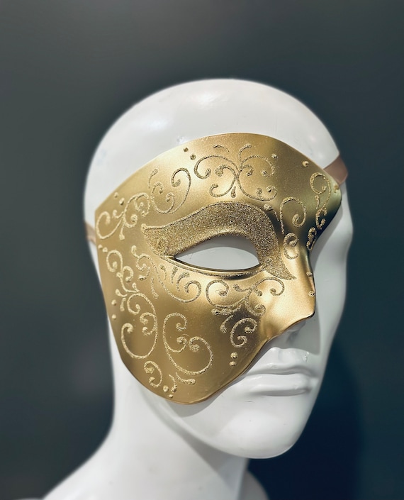 Máscara de mascarada veneciana de oro para hombres - Máscara fantasma -  Máscara de boda para hombres - Baile de máscaras